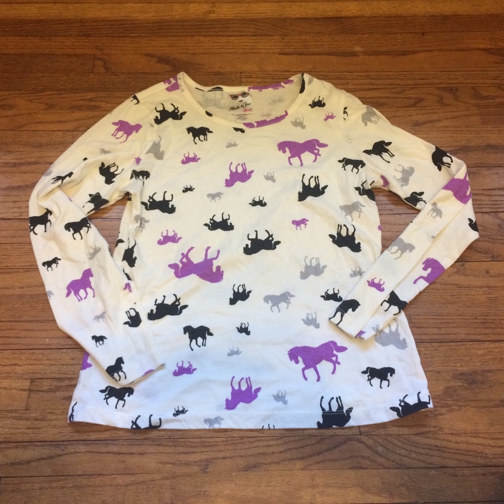 Girls Long Sleeve Shirt Horses